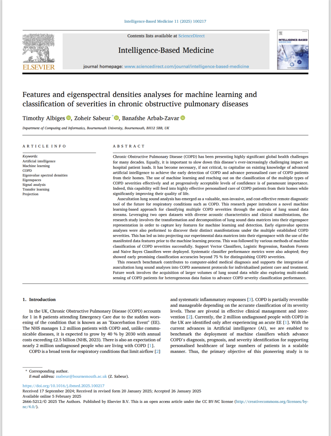 Features and eigenspectral Paper cover page